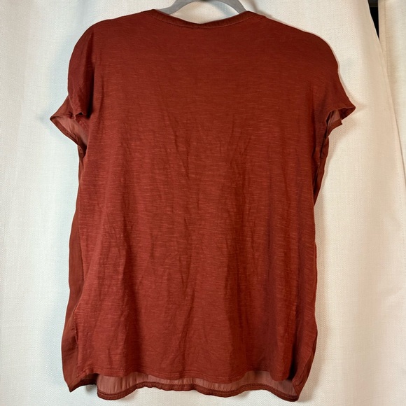 Dolan from Anthropolgie Rust Orange Split VNeck Oversized Blouse XS - Picture 2 of 8